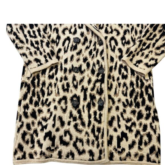 J.Crew Leopard Print Double-Breasted Sweater Coat Women’s Wool Blend Knit Jacket - Picture 10 of 14